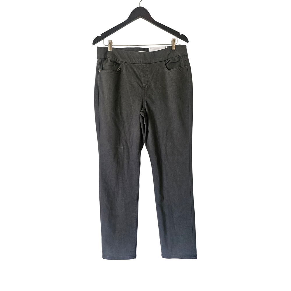 Liz Claiborne Amber Straight Leg Pants 12P Petite NWT Executive Grey Pull On